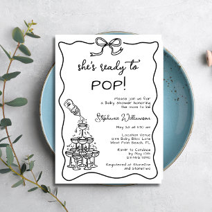 Whimsical Ready To Pop Champagne Tower Baby Shower Invitation