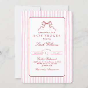 Whimsical red and pink Baby Shower Girl Invitation