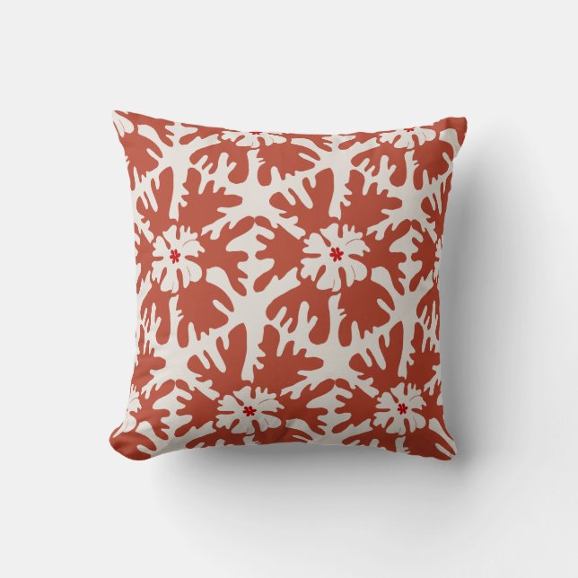 Whimsical Red & Beige Modern Christmas Star Cushion (Front)