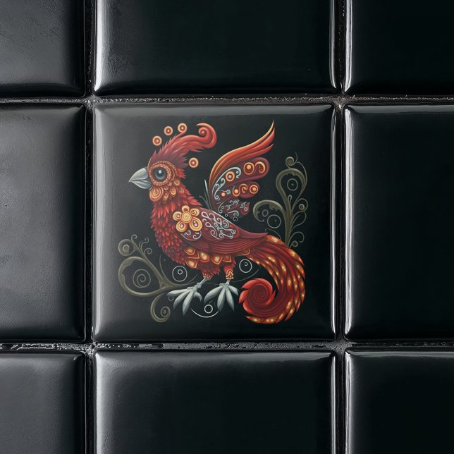 Whimsical Red Bird Ceramic Tile (Creator Uploaded)