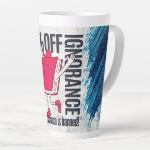 Whimsical Red Book Character Ignorance Is Banned Latte Mug
