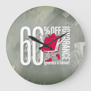 Whimsical Red Book Ignorance is Banned Acrylic Large Clock