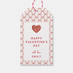 Whimsical Red Bow Heart Happy Valentine's Day Tags