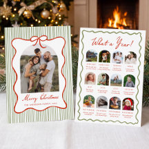 Whimsical Red Bow Year in Review Christmas Photo
