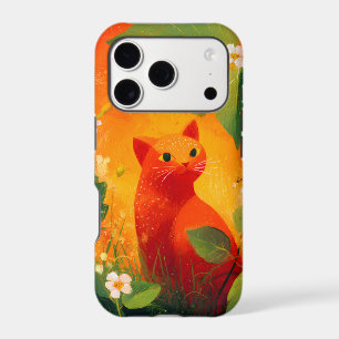 Whimsical Red Cat Wildflower Garden