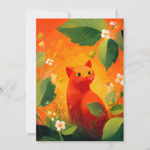 Whimsical Red Cat Wildflower Garden Announcement
