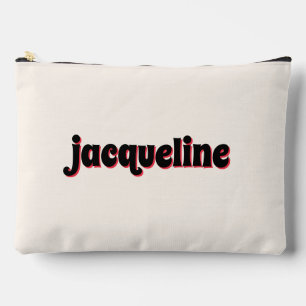Whimsical Red Cherry Shadow Lettering Luxe Travel Accessory Pouch