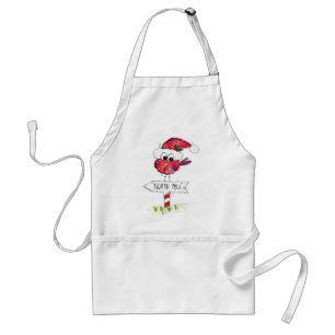 Whimsical Red Christmas Bird Standard Apron