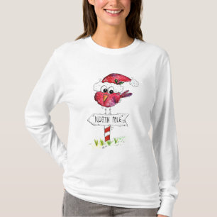 Whimsical Red Christmas Bird T-Shirt