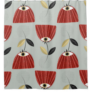 Whimsical Red Floral Arrangement Shower Curtain