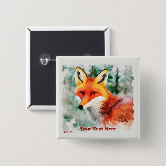 Whimsical Red Fox 15 Cm Square Badge (Front & Back)