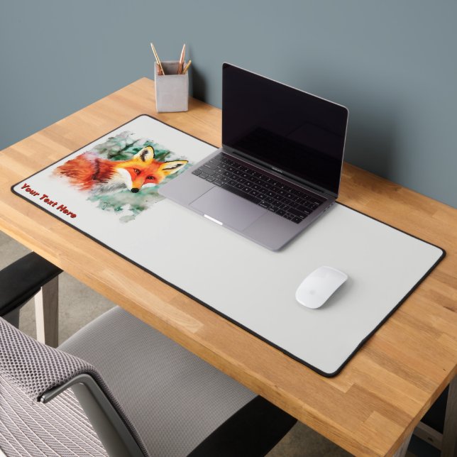 Whimsical Red Fox Desk Mat (Office 2)