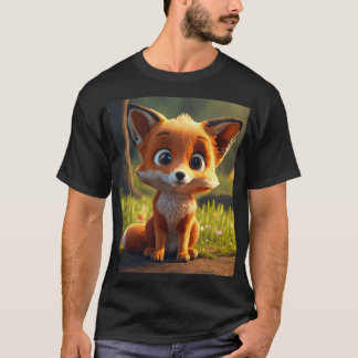 Whimsical Red Fox T-Shirt - Playful Meadow Chase