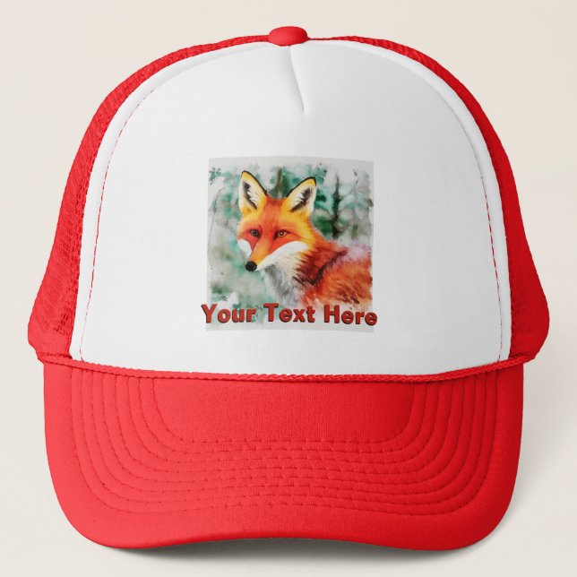 Whimsical Red Fox Trucker Hat (Front)