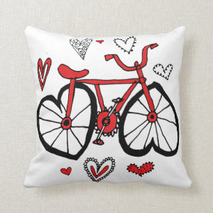 Whimsical Red Heart Valentine Bicycle Cushion