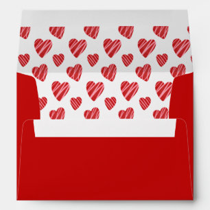 Whimsical Red Hearts Valentine's Day Envelope