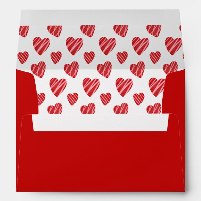 Whimsical Red Hearts Valentine's Day Envelope (Back (Bottom))