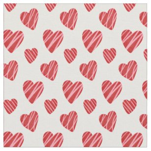 Whimsical Red Hearts Valentine's Day Fabric