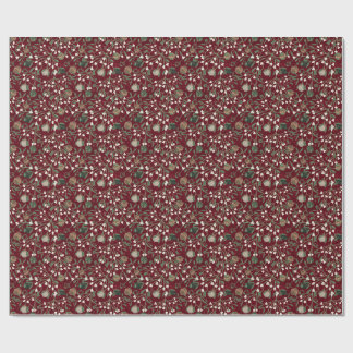 Whimsical Red Mistletoe & Bauble Christmas Wrapping Paper