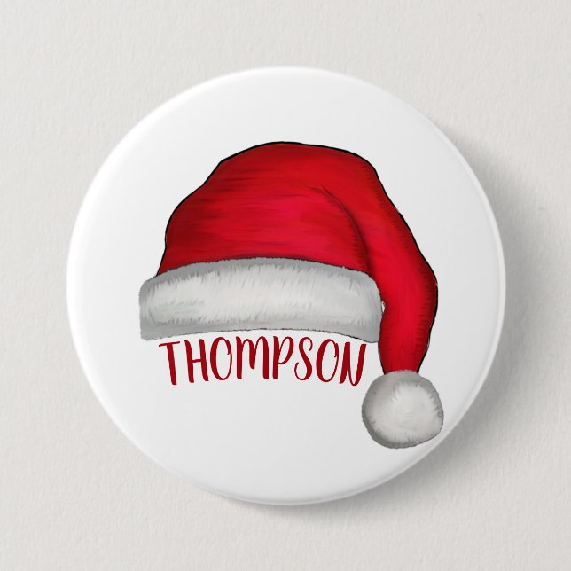 Whimsical Red Painted Santa Hat 7.5 Cm Round Badge (Front)
