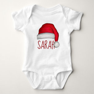 Whimsical Red Painted Santa Hat Hoodie Baby Bodysuit
