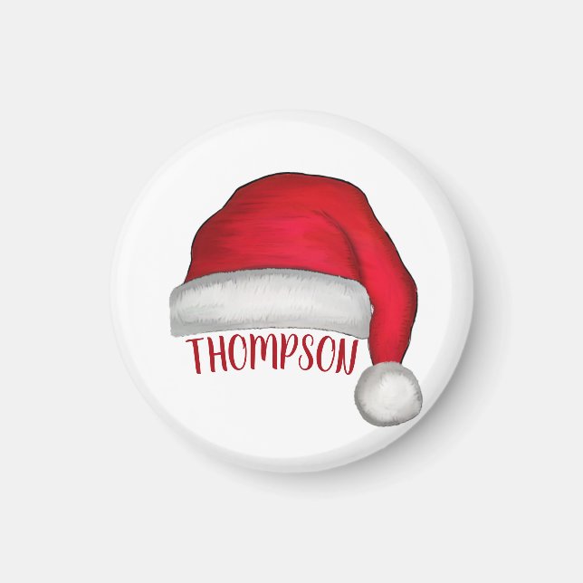 Whimsical Red Painted Santa Hat Magnet (Front)