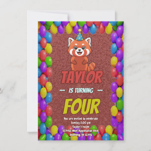 Whimsical Red Panda Adult Invite