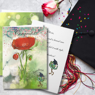 Whimsical Red Poppy Graduation Card for Daughter 
