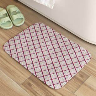 Whimsical Red Rhombus Abstract Shower Curtain Bath Mat