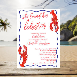 Whimsical Red She Found Her Lobster Bridal Shower Invitation