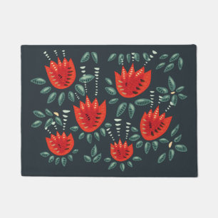  Whimsical Red Tulips Floral Art – Abstract Spring Doormat