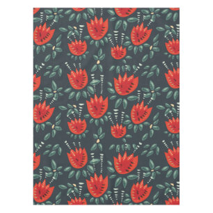 Whimsical Red Tulips Floral Art – Abstract Spring Tablecloth