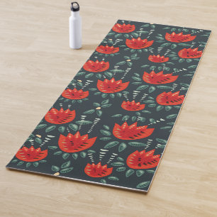  Whimsical Red Tulips Floral Art – Abstract Spring Yoga Mat