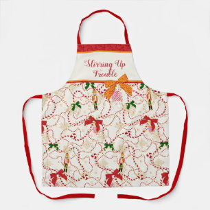 Whimsical Red Vintage Nutcracker Candy Cane Apron