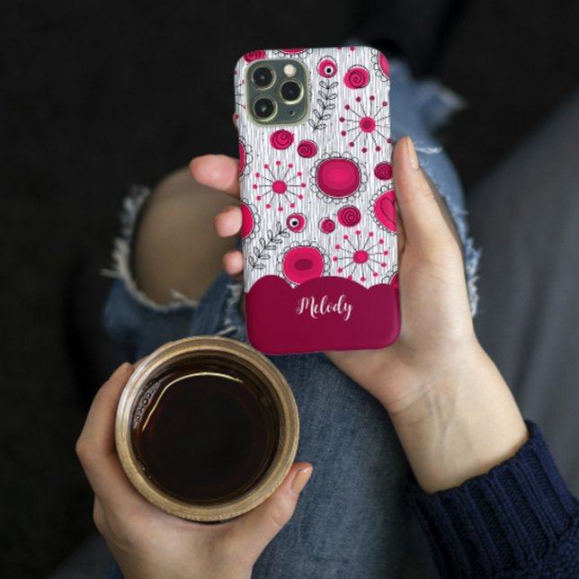 Whimsical red white hearts flowers floral name Case-Mate iPhone case (Creator Uploaded)