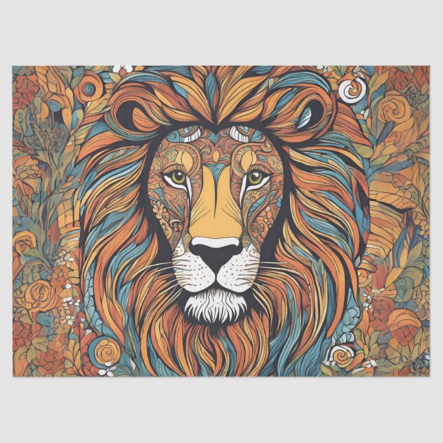 Whimsical Regal Lion Tissue Paper (Front)