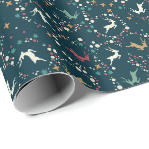 Whimsical Reindeer and Bubbles Christmas Wrapping Paper