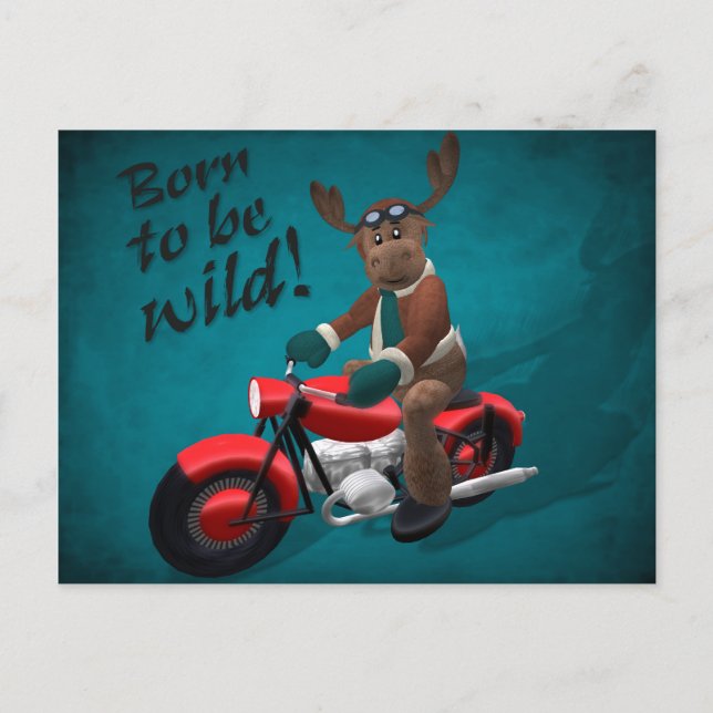 Whimsical Reindeer: Born to be wild! Postcard (Front)