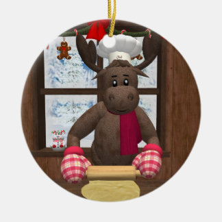 Whimsical Reindeer Chef Ceramic Tree Decoration