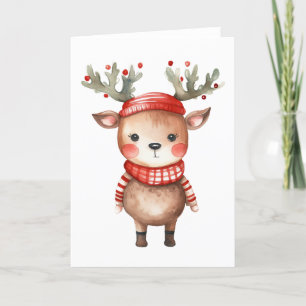 Whimsical Reindeer Christmas Card – Festive Blank