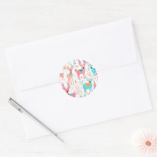 Whimsical Reindeer Christmas Holiday Sticker