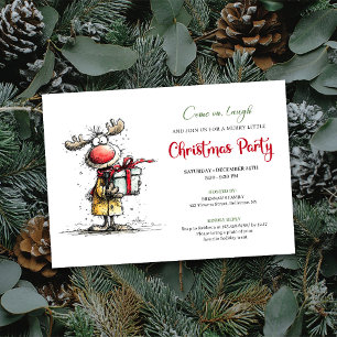 Whimsical Reindeer Digital Christmas Party Card