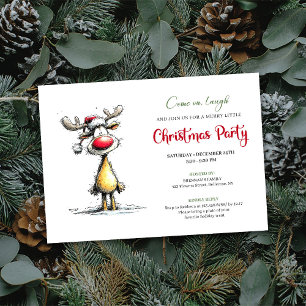 Whimsical Reindeer Editable Christmas Invitation