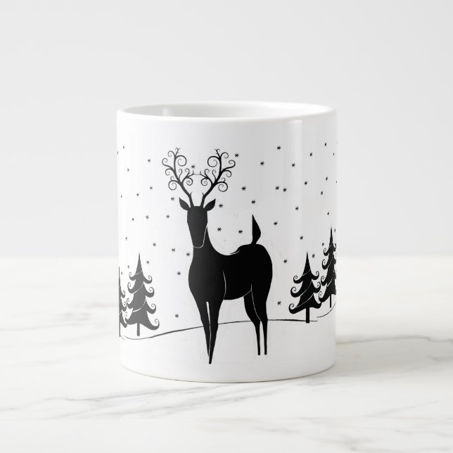 Whimsical Reindeer Large Coffee Mug (Front)
