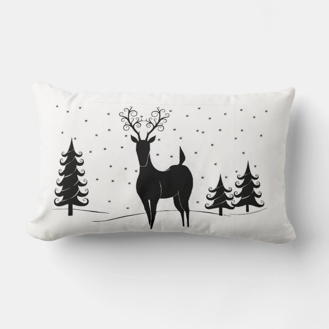 Whimsical Reindeer Lumbar Cushion (Front)