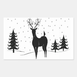 Whimsical Reindeer Rectangular Sticker