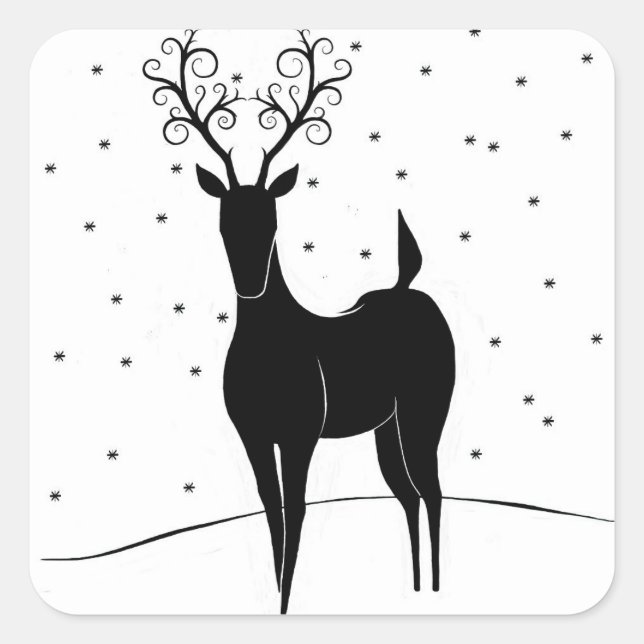 Whimsical Reindeer Square Sticker (Front)