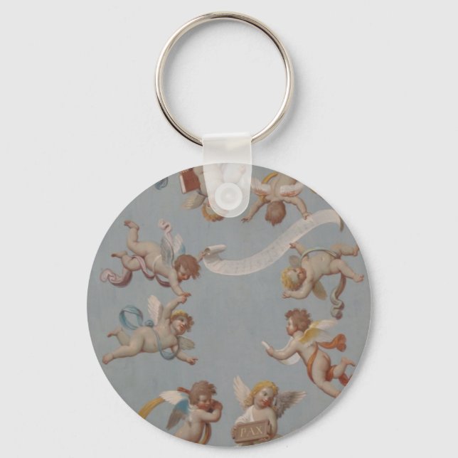 Whimsical Renaissance Cherub Angels Key Ring (Front)