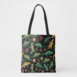 Whimsical Reptile Realm Colorful Lizard Tote Bag
