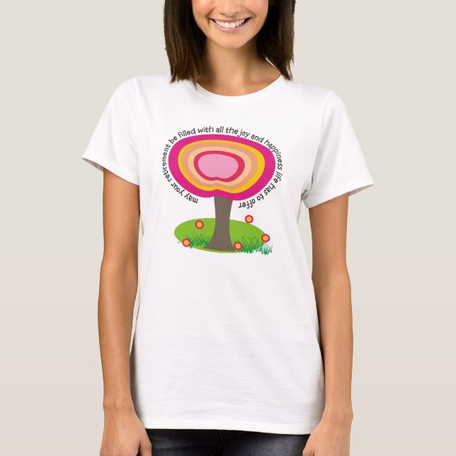 Whimsical Retired Teacher T-Shirt Trees (Front)